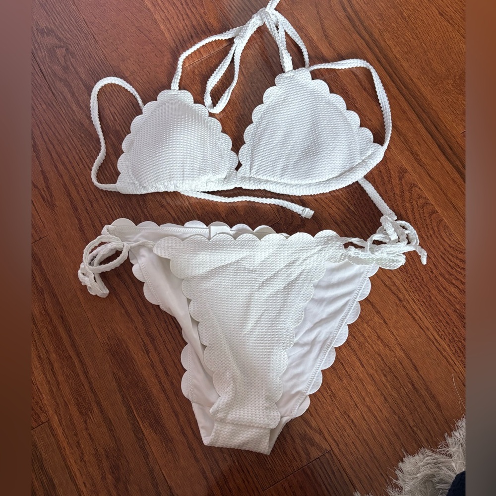White Scalloped Bikini Set